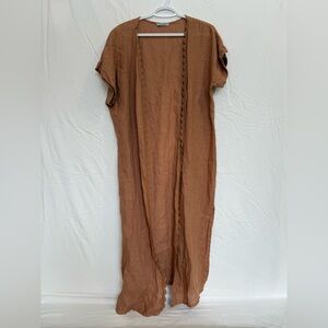 Vintage 100% Italian Linen Brown caftan O/S